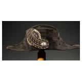 19th-Century Diplomatic Bicorne w/ Purple Silk