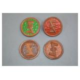 Four 1935/36 WHW Wolfsangel Rune Tokens