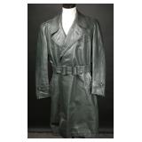WWII Officer Pattern Leather Trench Coat