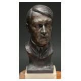 Bronze Hitler Bust Signed Hans Harders, Marble-1