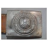 German Heer Steel Belt Buckle with Leather Tab