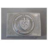 German RAD EM Belt Buckle with Leather Tab