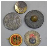 German Badges, Cockades, and Token Group of Five