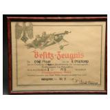 German MG Schützenschnur Certificate, 1937
