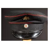 Early German Black Wool Fire Department Visor Cap