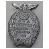 1931 SA-Treffen Braunschweig Zinc Badge