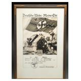German Wehrmacht Service Certificate 1938 Framed