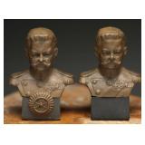 Pair Kaiser Wilhelm II Army Busts With Iron Cross