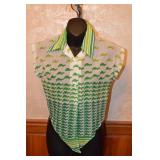70s Semi Sheer Cotton Turtle Print Waist Tie Top