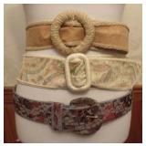 Three 1980s Boho High Waist Chunky Belts