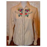 80s Krazy Kat Embroidered Cotton Western Shirt-S/M
