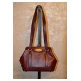 80s Etienne Aigner Leather Handbag w/Gold Hardware