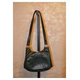 60s Green Leather Shoulder Bag With Frame Closure