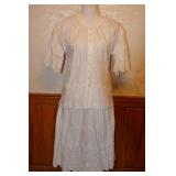 80s Eyelet Lace Two-Piece Peasant Style Skirt Set