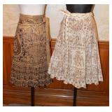 (2) Vtg 70-80s Block Print Cotton Wrap Skirts, O/S