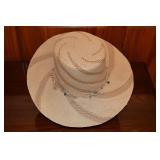 70s-80s Handmade Straw Brimmed Beaded Resort Hat