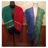 Four Vintage Indian Silk Print Scarves