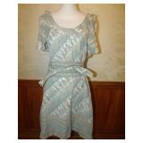 80s Indian Cotton Cold Shoulder Caftan With Belt