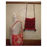 Two 1980s Handmade Red Bags, Greek and Quilted