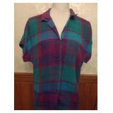 1980s Indian Cotton Madras Plaid Camp Shirt