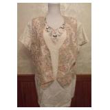1980s Cotton Floral Tapestry Vest and Lace Tee