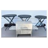 Charcoal Grill, Collapsible Side Tables & Rug