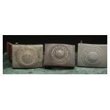 German Military Belt Buckles With Leather Straps