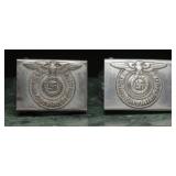 WWII German SS Aluminum Belt Buckle Pair