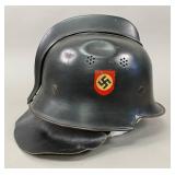 German M34 Fire Police Helmet with Leather Guard