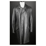 West German Police Black Leather Patrol Coat