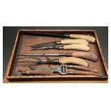 Antique Sterling-Mounted Stag Horn Carving Set