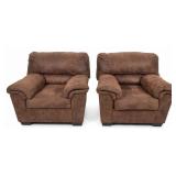Ashley Furniture Brown Microfiber Armchairs Pair