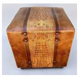 Leather Ottoman With Embossed Alligator Motif