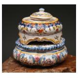 Majolica Italian Inkwell & Spanish Trinket Dish