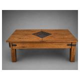 Rustic Wood Coffee Table With Tile Center