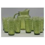 Vintage Green Drinking Glasses (12) & Pitcher