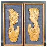 MCM Teak Carved Polynesian Wall Hangings (2)