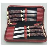 Vintage Faux Antler Handles Steak Knife Set (6)