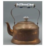 Vintage Copper Teapot w/ Porcelain Handle