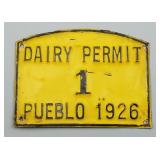 Antique Pueblo Dairy Permit Sign #1