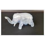 Vintage Tiara Glass Frosted Blue Elephant Dish