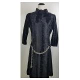 Vintage Couture Faux Fur Black Dress + Chain Belt