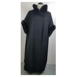 Vintage Fashion Couture Faux Fur Collar Swing Coat