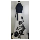 Vintage Alfred Shaheen Couture White & Black Gown