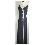 Vintage Fashion Couture Black Dress + White Trim