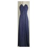 Vintage Blue Polka Dot Couture Halter Dress