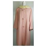 Vintage Couture Pink Coat + Faux Fur Collar