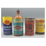 Antique Clorox Bottle & Vintage Cleaning Tins (3)