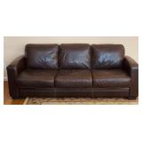 Deep Brown 3 Cushion Leather Sofa