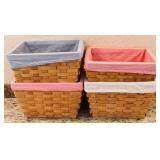 Woven Cloth Lined Baskets (4)